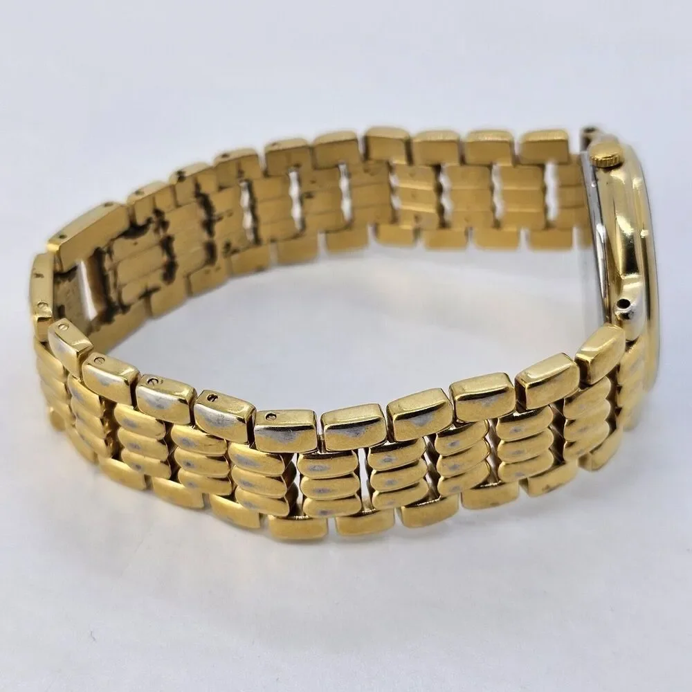VTG Citizen CQ Women's Watch 32MM Black Dial Date Gold Bracelet 7.5